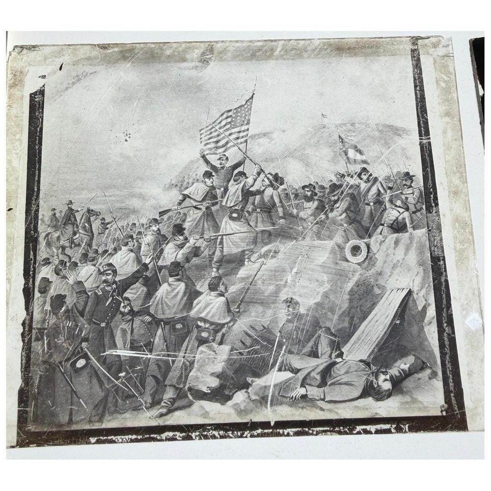 Vintage Civil War Glass Magic Lantern Slides Illustrations Set of 8